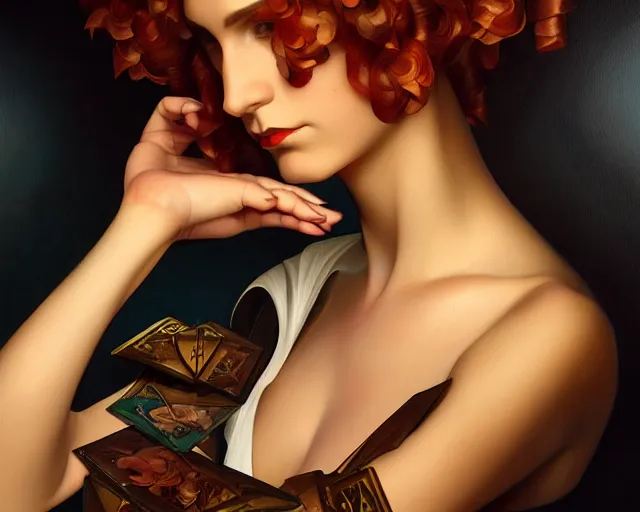 Image similar to photography of tamara lempicka, deep focus, d & d, fantasy, intricate, elegant, highly detailed, digital painting, artstation, concept art, matte, sharp focus, illustration, hearthstone, art by artgerm and greg rutkowski and alphonse mucha