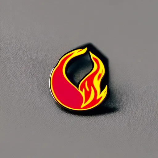 Image similar to minimalistic enamel pin of fire flame, retro design