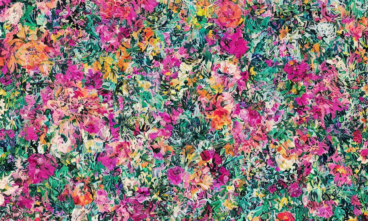 Prompt: extreme floral maximalism