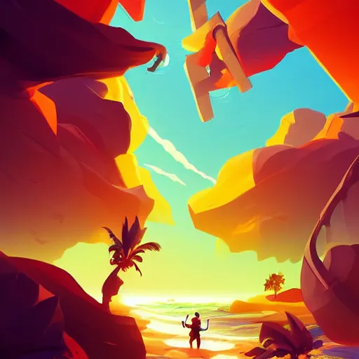 Image similar to painting treasure on sea of thieves game smooth median photoshop filter cutout vector, behance hd by jesper ejsing, by rhads, makoto shinkai and lois van baarle, ilya kuvshinov, rossdraws global illumination