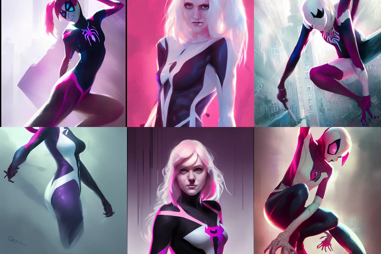 Prompt: Spider-Gwen digital art, ultra detailed, ultra realistic, art by greg rutkowski, trending on deviantart