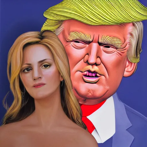 Image similar to portrait of Aphrodite and Donald Trump, photorealistic, 4K