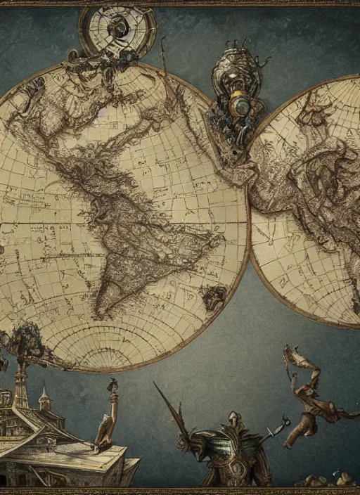 Prompt: world map _ by _ filipe _ pagliuso _ and _ justin _ gerard _ symmetric _ fantasy _ highly _ detailed _ realistic _ intricate _ port