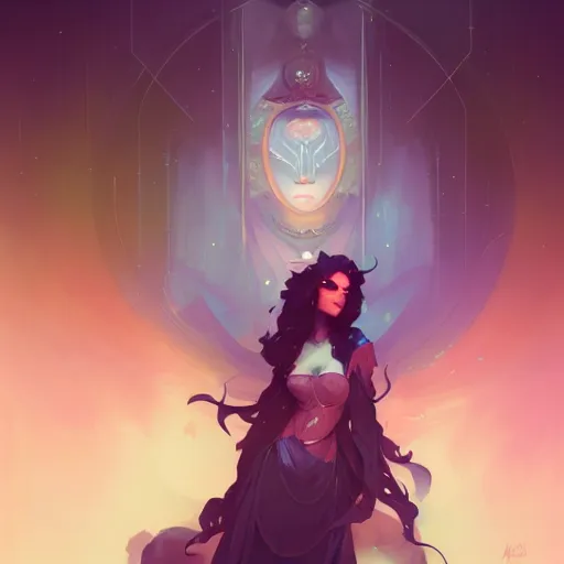 Image similar to a portrait of a beautiful morgan le fay, art by pete mohrbacher and guweiz and ilya kuvshinov, digital art, highly detailed, intricate, sci - fi, sharp focus, trending on artstation hq, deviantart, unreal engine 5, 4 k uhd image