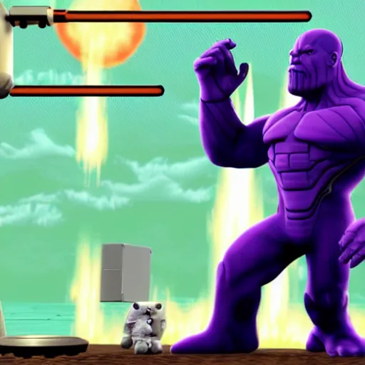 Image similar to thanos playing nintendo wii