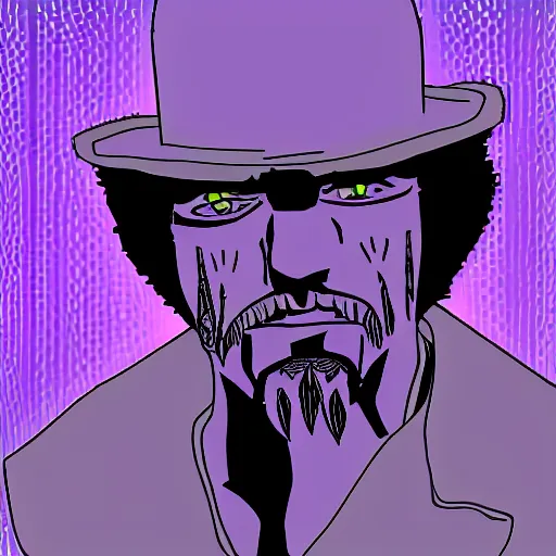 Image similar to undertaker in a vaporwave style