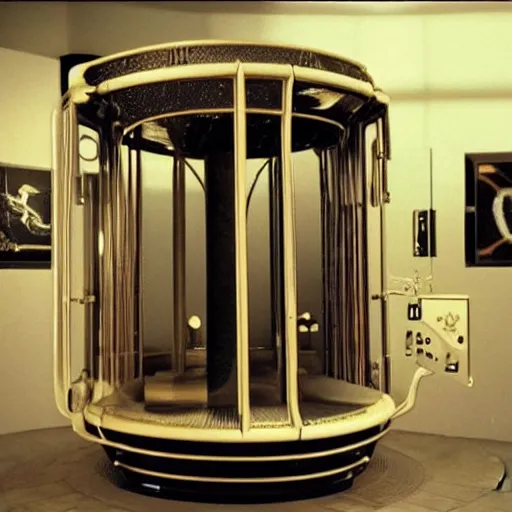 Prompt: time machine that looks like a fancy toilet in cool science fiction Netflix show