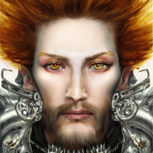 Image similar to portrait, headshot, insanely nice hair style, dramatic hair color, digital painting, of a old 17th century, old cyborg merchant, amber jewels, baroque, ornate clothing, scifi, realistic, hyperdetailed, chiaroscuro, concept art, art by Franz Hals and Jon Foster and Ayami Kojima and Amano and Karol Bak,