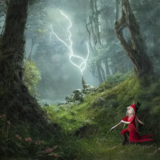 Prompt: lovely elf in the nature by jean - baptiste monge vray, octane, realistic lightning