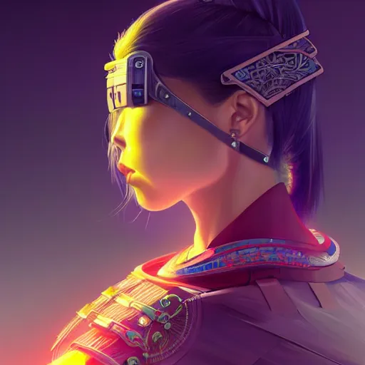 Image similar to portrait futuristic Samurai Girl, in future cyberpunk tokyo rooftop , ssci-fi, fantasy, intricate, very very beautiful, elegant, human anatomy, neon light, highly detailed, digital painting, artstation, concept art, smooth, sharp focus, illustration, art by tian zi and WLOP and alphonse mucha