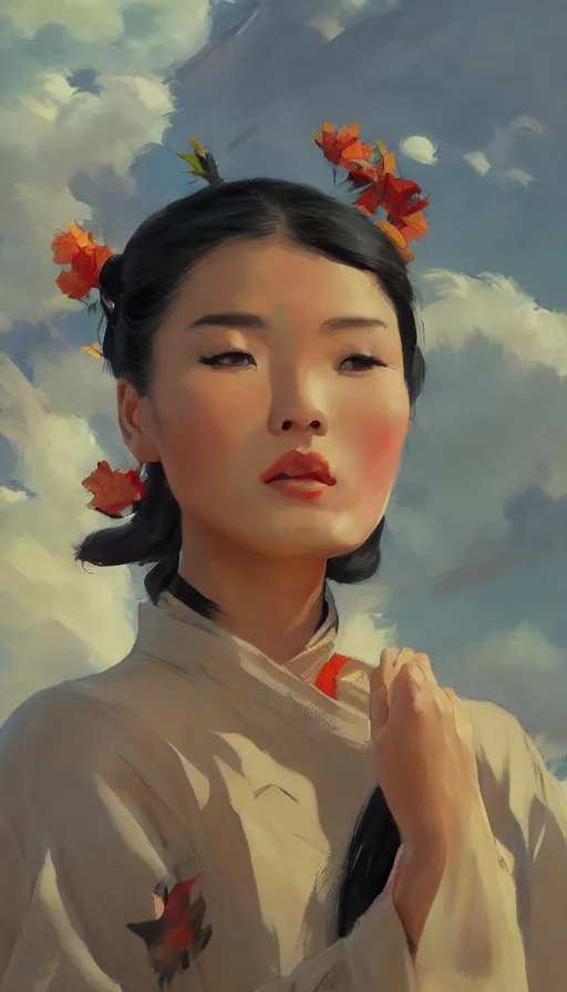 Image similar to greg manchess 6 panel comic of ao dai asian female, fighting asian male, asymmetrical, profile picture, organic painting, sunny day, matte painting, bold shapes, hard edges, street art, trending on artstation, by huang guangjian and ail elvgren and sachin teng