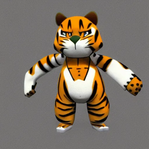 Prompt: an Digimon that have shape like tiger , 3d