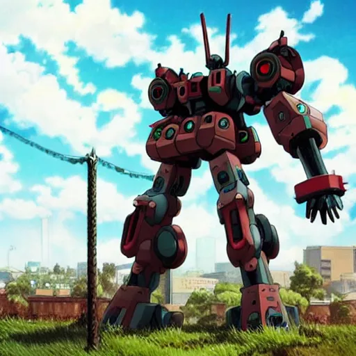 Prompt: a big mech, anime, hyperrealistic