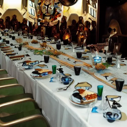 Image similar to the Fett's family banquet on Kamino