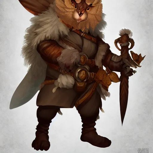 Image similar to dnd character art of a fluffy mothfolk holding a sword, detailed, high-quality digital art trending on Artstation