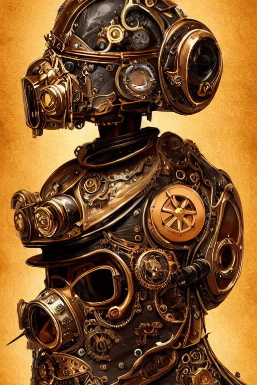 Image similar to steampunk helmet fantasy art mask robot ninja stylized digital illustration sharp focus, elegant intricate digital painting artstation concept art global illumination ray tracing advanced technology chaykin howard and campionpascale and cooke darwyn and davis jack