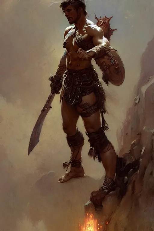 Image similar to warrior, attractive male, character design, painting by gaston bussiere, greg rutkowski, katsuya terada, frank frazetta, trending on artstation