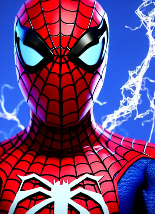 Prompt: futuristic spiderman wearing fire costume ,highly detailed, 4k, HDR, award-winning, artstation, octane render