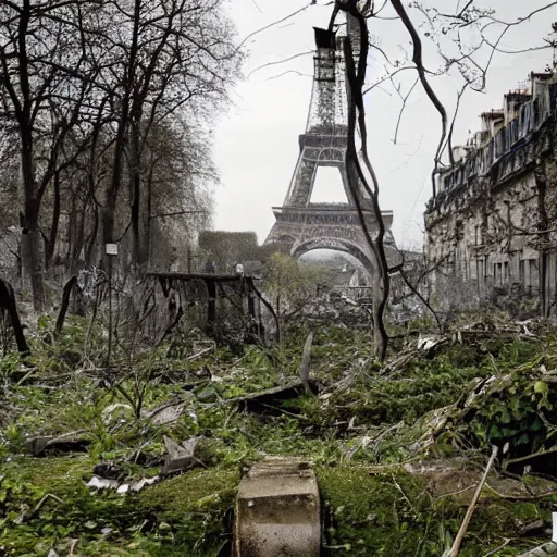 Image similar to photo of an overgrown paris in ruins