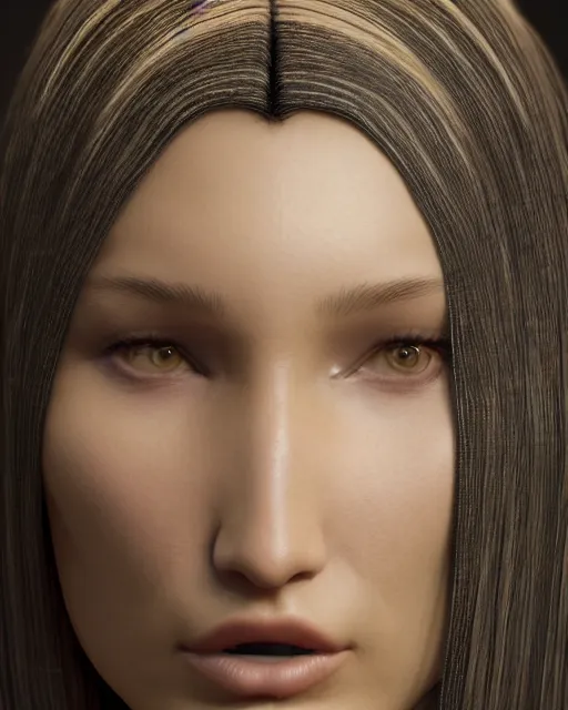 Image similar to a highly detailed metahuman 8 k close up render of bella hadid in style of hieronymus bosch trending on artstation made in unreal engine 4