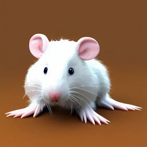 Image similar to fuzzy cute white rat 3 d render awardwinning