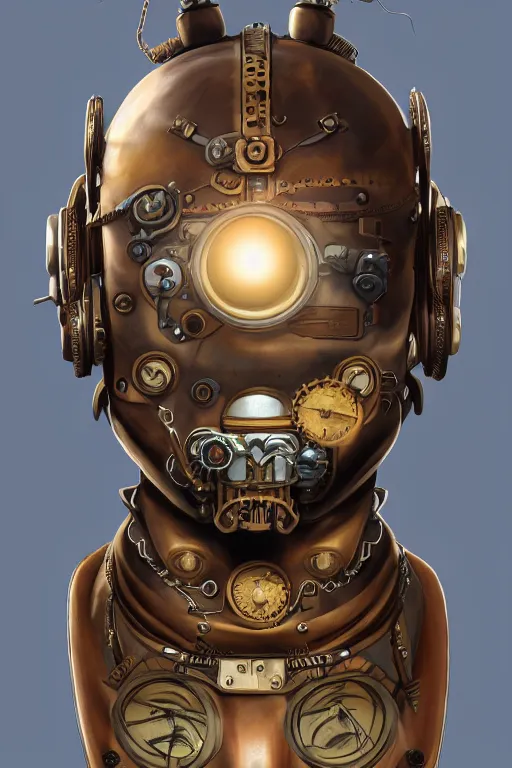 Image similar to steampunk helmet fantasy art mask robot ninja stylized digital illustration sharp focus, elegant intricate digital painting artstation concept art global illumination ray tracing advanced technology chaykin howard and campionpascale and cooke darwyn and davis jack