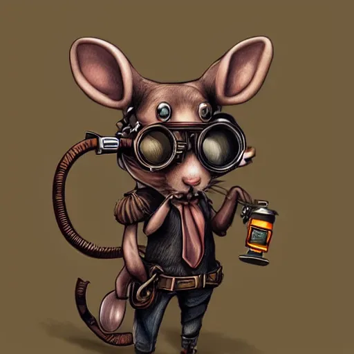 Prompt: a rat with steampunk googles, by ARTGERM