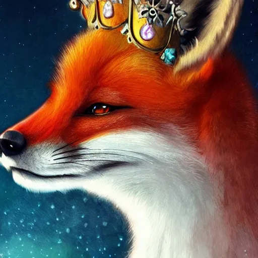 Image similar to fox wearing a tiara, fantasy art, artstation