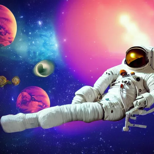 an astronaut lounging in a tropical resort in space, | Stable Diffusion ...