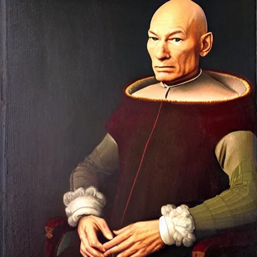 Image similar to Renaissance portrait painting of Patrick Stewart