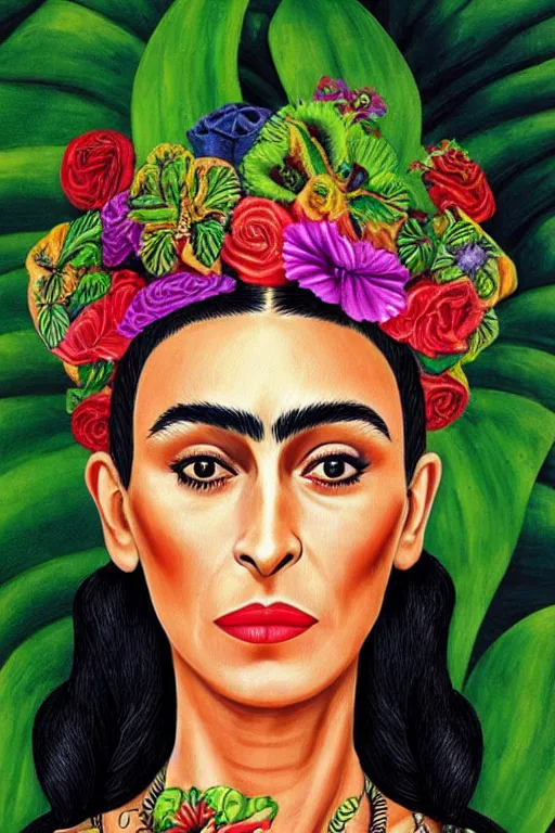 Image similar to Cher in Frida Kahlo style, highly detailed,