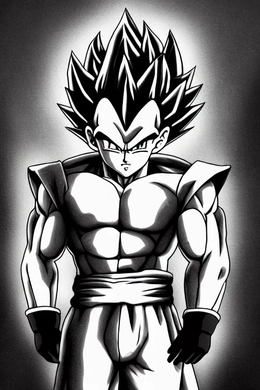 Image similar to prince vegeta, saiyan, grayscale photography, very detailed, 4 k 🎨🖌