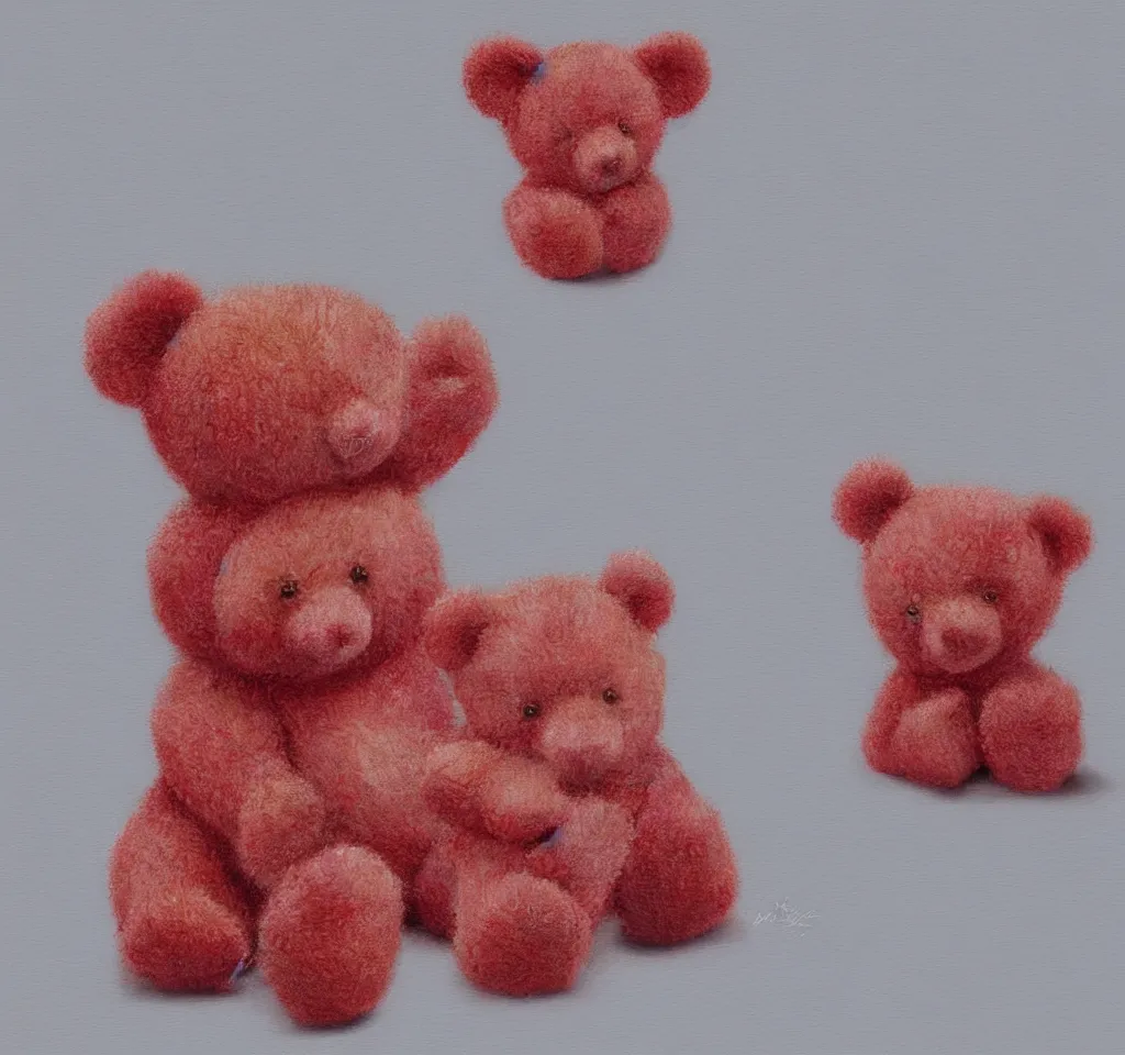 Image similar to digital art hyper realism studio lighting strawberry teddy bear