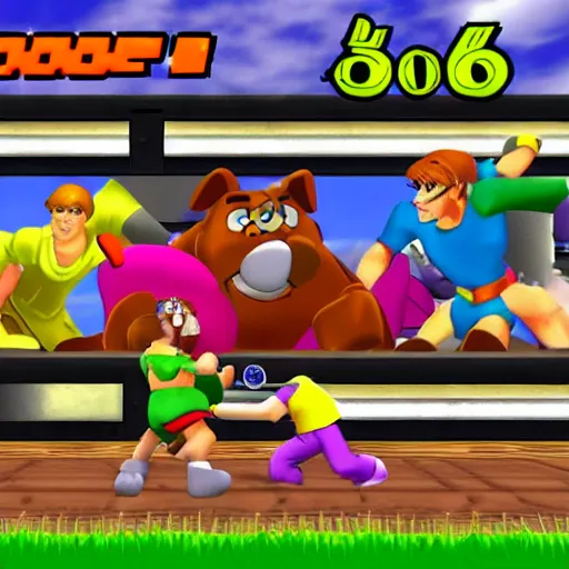 Prompt: scooby doo in super smash bros melee game