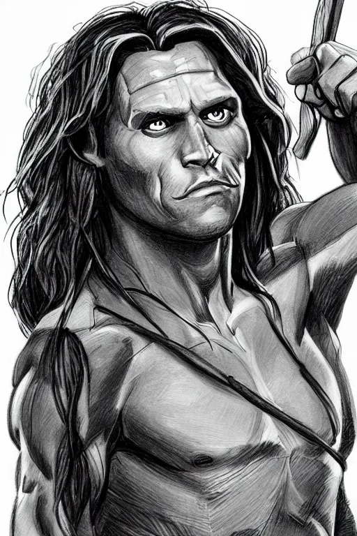 Prompt: disney's tarzan, solo portrait, ✏🖼