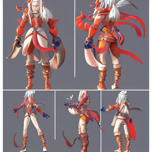 Image similar to character of Breath of fire 4 by the artist Max Berthelot. Rendering the full body character . Sharp focus, full of details, by jenny harder and Jason Nguyen , art book, trending on artstation and cell shading