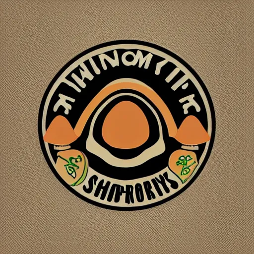 Prompt: spencers shroomery logo. mushroom theme, futuristic style, by aaron draplin