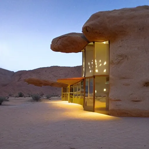 Prompt: biophilic hotel in the desert, high detaild, realistic, golden ratio