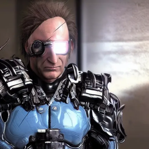 Prompt: Bob Odenkirk as Monsoon from Metal Gear Rising, photorealistic, Cinematic Lighting,