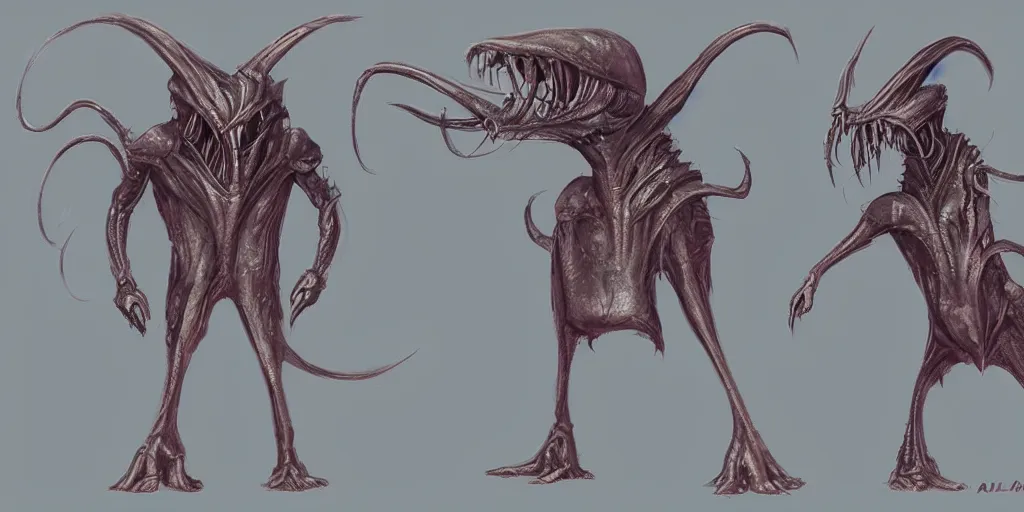 Image similar to video game alien creature concept art
