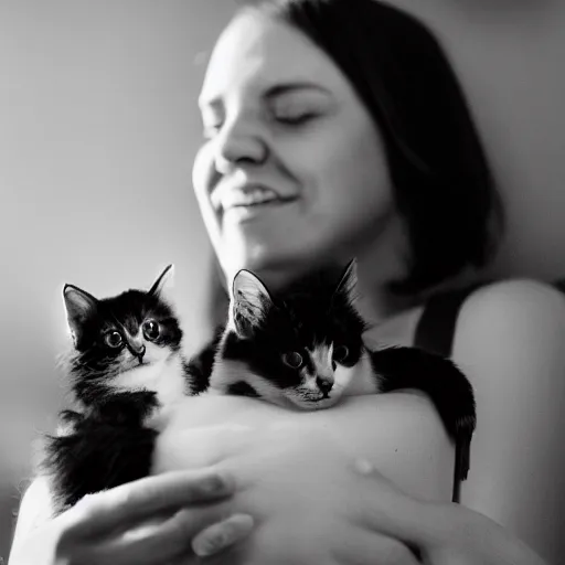 Image similar to smitten by a kitten, ultra realistic, 5 0 mm shot