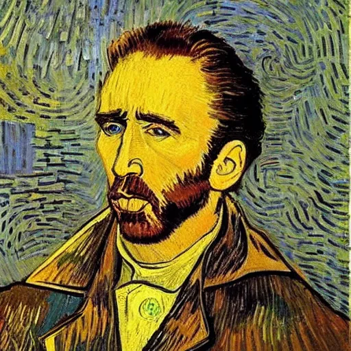 Image similar to nicolas cage portrait, van gogh