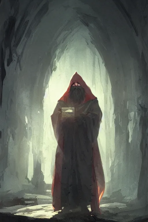 Prompt: hermit in a cloak, digital art, magic the gathering, mtg, by greg rutkowski, trending on artstation