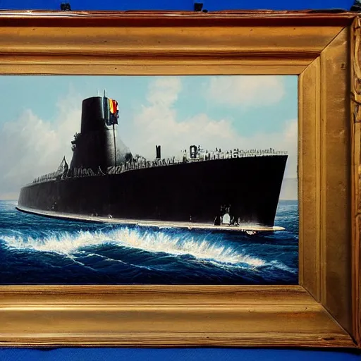 Image similar to uss submarine painting by hubert robert ssn deckhouse skipjack detailed