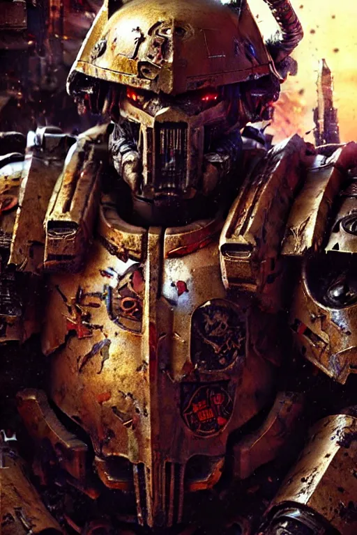 Prompt: space marine warrior cyberpunk horror scifi extremely high detail portrait dnd, painting by gaston bussiere, craig mullins, greg rutkowski, yoji shinkawa