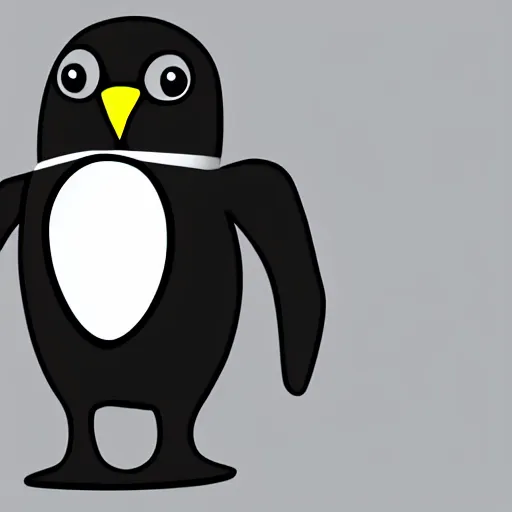 Prompt: tux the linux penguin with half robot face, digital art
