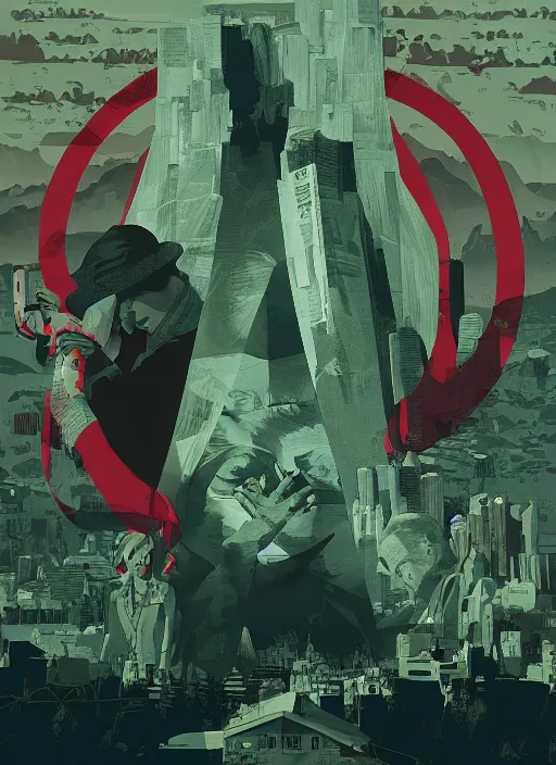 Prompt: Twin Peaks poster artwork by Michael Whelan and Tomer Hanuka, Karol Bak, Rendering of Maternal against Imperial, even down in darker corners. War is a pellucid evil known for wrecking all available avenues, but the spaces of workers in revolutionarism is oft overturned, from scene from Twin Peaks, clean, full of details, by Makoto Shinkai and thomas kinkade, Matte painting, trending on artstation and unreal engine