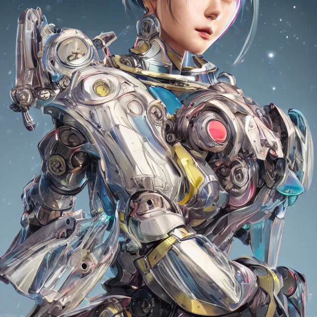 Image similar to studio portrait of lawful good colorful female holy mecha paladin absurdly beautiful, elegant, young sensual gravure idol, ultrafine hyperrealistic detailed face illustration by kim jung gi, irakli nadar, intricate linework, sharp focus, bright colors, matte, octopath traveler, final fantasy, unreal engine highly rendered, global illumination, radiant light, intricate environment