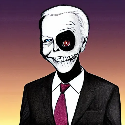 Image similar to grunge drawing of joe biden in the style of jack skellington