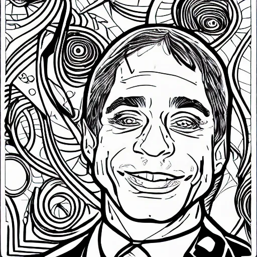 Image similar to Tony Danza coloring book page, line art, black and white